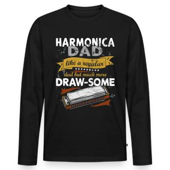 Drôle d’instrument d’harmonica vintage - T-shirt manches longues Premium bio Homme - noir - Devant - Nico (187cm)