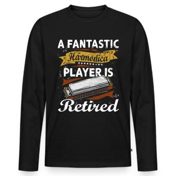 Drôle d’instrument d’harmonica vintage - T-shirt manches longues Premium bio Homme - noir - Devant - Nico (187cm)