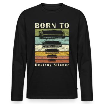 Drôle d’instrument d’harmonica vintage - T-shirt manches longues Premium bio Homme - noir - Devant - Nico (187cm)