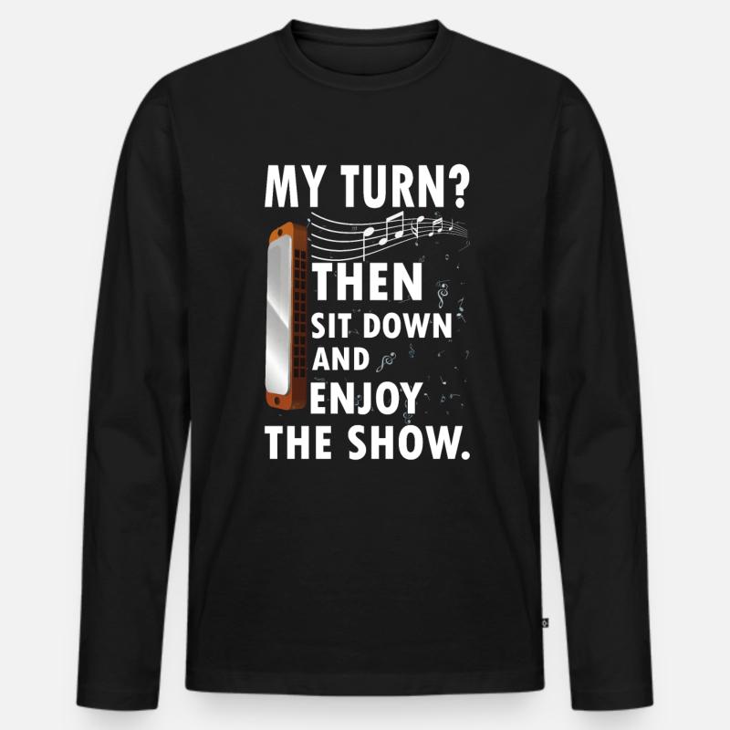 Funny harmonica harmonica instrument - Men's Premium Organic Long Sleeve Shirt - black