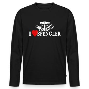 Ich Liebe Spengler Beruf - Männer Premium Bio Langarmshirt - Schwarz - Vorne - Nico (187cm)