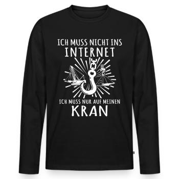 Kranführer Kran Kranfahrer - Männer Premium Bio Langarmshirt - Schwarz - Vorne - Nico (187cm)