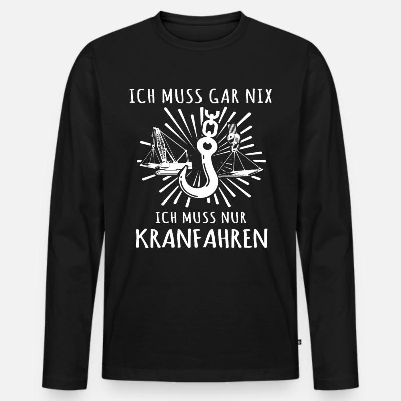 Kranführer Kran Kranfahrer - Männer Premium Bio Langarmshirt - Schwarz