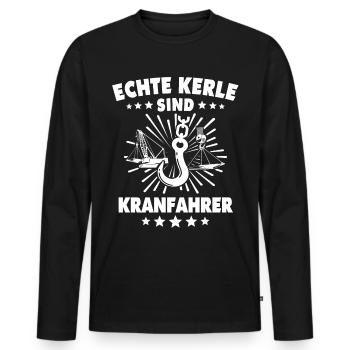 Kranführer Kran Kranfahrer - Männer Premium Bio Langarmshirt - Schwarz - Vorne - Nico (187cm)