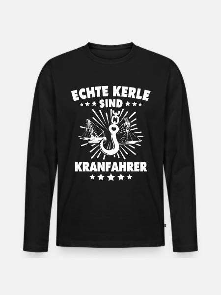 Kranführer Kran Kranfahrer - Männer Premium Bio Langarmshirt - Schwarz