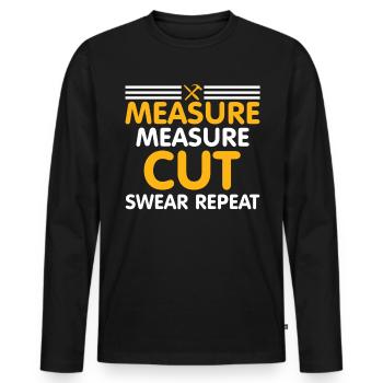 Mesurer la coupe coupée jurer - T-shirt manches longues Premium bio Homme - noir - Devant - Nico (187cm)