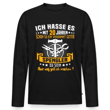 Spengler 20. Geburtstag 20 Jahre Bauspengler - Männer Premium Bio Langarmshirt - Schwarz - Vorne - Nico (187cm)