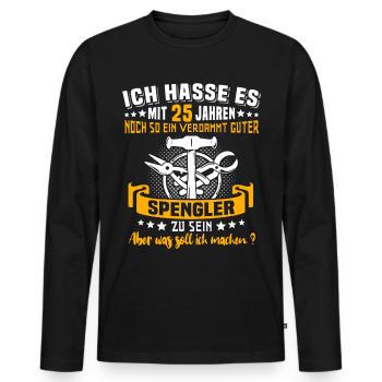 Spengler 25. Geburtstag 25 Jahre Bauspengler - Männer Premium Bio Langarmshirt - Schwarz - Vorne - Nico (187cm)