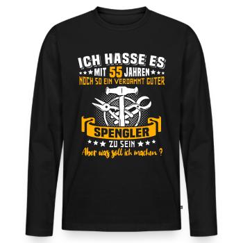 Spengler 55. Geburtstag 55 Jahre Bauspengler - Männer Premium Bio Langarmshirt - Schwarz - Vorne - Nico (187cm)