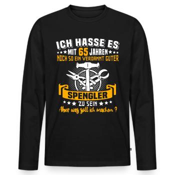 Spengler 65. Geburtstag 65 Jahre Bauspengler - Männer Premium Bio Langarmshirt - Schwarz - Vorne - Nico (187cm)