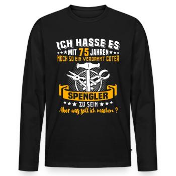 Spengler 75. Geburtstag 75 Jahre Bauspengler - Männer Premium Bio Langarmshirt - Schwarz - Vorne - Nico (187cm)