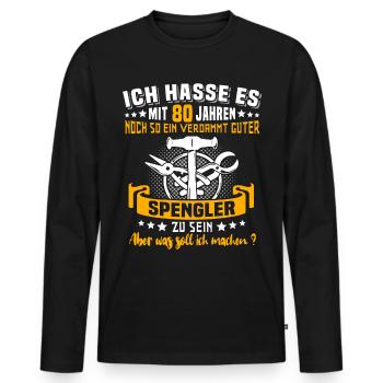 Spengler 80. Geburtstag 80 Jahre Bauspengler - Männer Premium Bio Langarmshirt - Schwarz - Vorne - Nico (187cm)