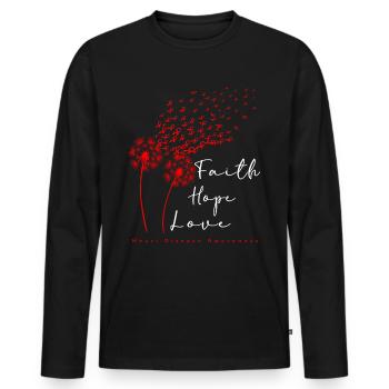 Faith Hope Love Sensibilisation aux maladies cardiaques - T-shirt manches longues Premium bio Homme - noir - Devant - Nico (187cm)