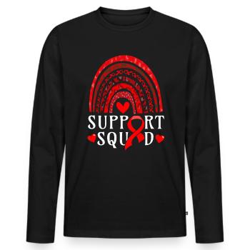 Maladie cardiaque du ruban rouge arc-en-ciel - T-shirt manches longues Premium bio Homme - noir - Devant - Nico (187cm)