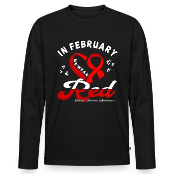 Maladie cardiaque du ruban rouge de février - T-shirt manches longues Premium bio Homme - noir - Devant - Nico (187cm)