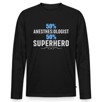 Technicien en anesthésie - Anesthésie amusante - T-shirt manches longues Premium bio Homme - noir - Devant - Nico (187cm)