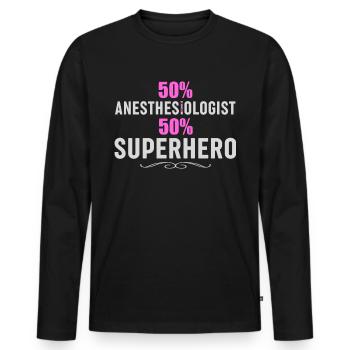 Infirmière en anesthésie - Anesthésie amusante - T-shirt manches longues Premium bio Homme - noir - Devant - Nico (187cm)