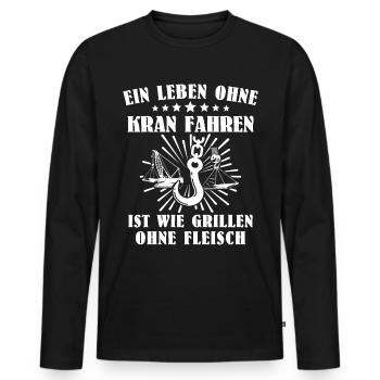 Kranfahrer Kranführer Kran Fahren - Männer Premium Bio Langarmshirt - Schwarz - Vorne - Nico (187cm)
