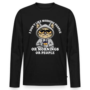 Morning grouch coffee drinker cat coffee - T-shirt manches longues Premium bio Homme - noir - Devant - Nico (187cm)