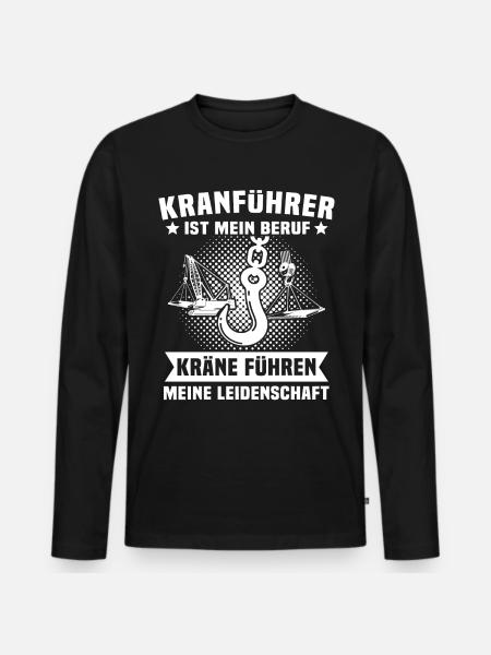 Kranführer Kran Kranfahrer - Männer Premium Bio Langarmshirt - Schwarz