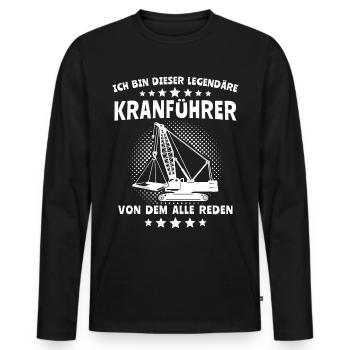 Kranführer Kran Kranfahrer - Männer Premium Bio Langarmshirt - Schwarz - Vorne - Nico (187cm)