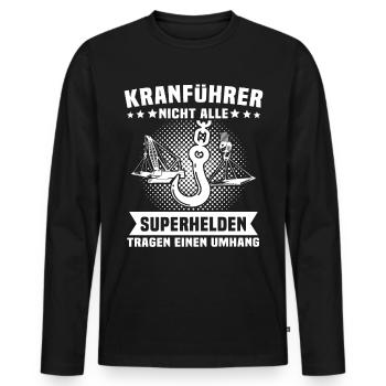 Kranführer Kran Kranfahrer - Männer Premium Bio Langarmshirt - Schwarz - Vorne - Nico (187cm)