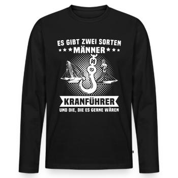 Kranführer Kran Kranfahrer - Männer Premium Bio Langarmshirt - Schwarz - Vorne - Nico (187cm)