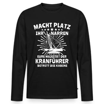 Kranführer Kran Kranfahrer - Männer Premium Bio Langarmshirt - Schwarz - Vorne - Nico (187cm)