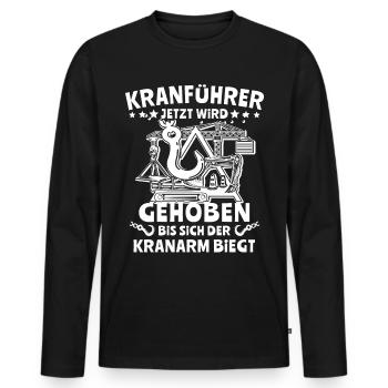 Kranführer Kran Kranfahrer - Männer Premium Bio Langarmshirt - Schwarz - Vorne - Nico (187cm)