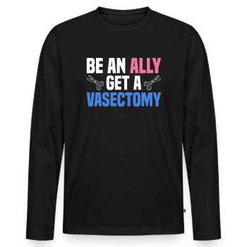 Retrait de l’opération de vasectomie - T-shirt manches longues Premium bio Homme - noir - Devant - Nico (187cm)
