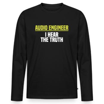 Ingénieur du son Technicien du son Musique - T-shirt manches longues Premium bio Homme - noir - Devant - Nico (187cm)