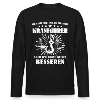 Kranführer Kran Kranfahrer - Männer Premium Bio Langarmshirt - Schwarz - Vorne - Nico (187cm)