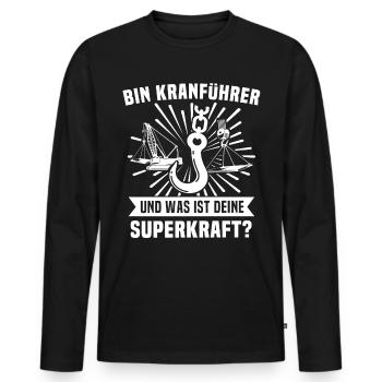 Kranführer Kran Kranfahrer - Männer Premium Bio Langarmshirt - Schwarz - Vorne - Nico (187cm)