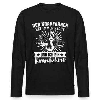Kranführer Kran Kranfahrer - Männer Premium Bio Langarmshirt - Schwarz - Vorne - Nico (187cm)