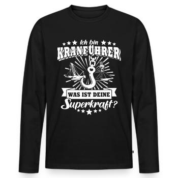 Kranführer Kran Kranfahrer - Männer Premium Bio Langarmshirt - Schwarz - Vorne - Nico (187cm)