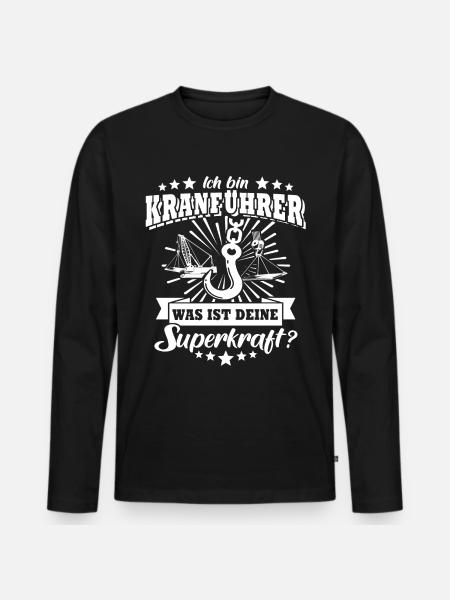 Kranführer Kran Kranfahrer - Männer Premium Bio Langarmshirt - Schwarz