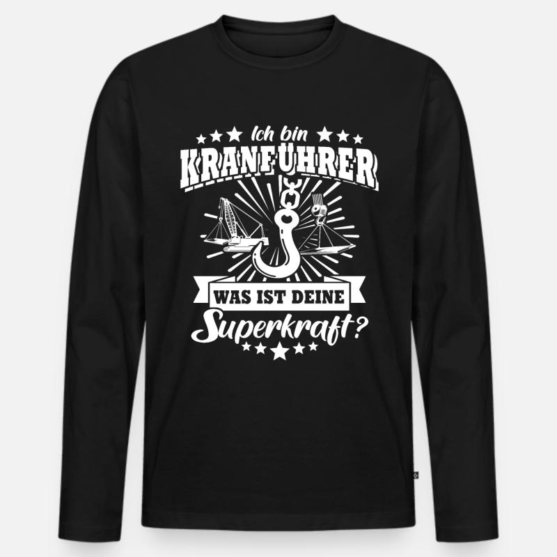 Kranführer Kran Kranfahrer - Männer Premium Bio Langarmshirt - Schwarz