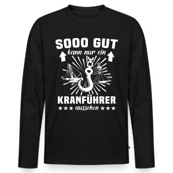 Kranführer Kran Kranfahrer - Männer Premium Bio Langarmshirt - Schwarz - Vorne - Nico (187cm)