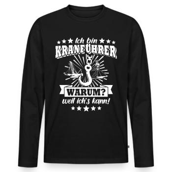 Kranführer Kran Kranfahrer - Männer Premium Bio Langarmshirt - Schwarz - Vorne - Nico (187cm)