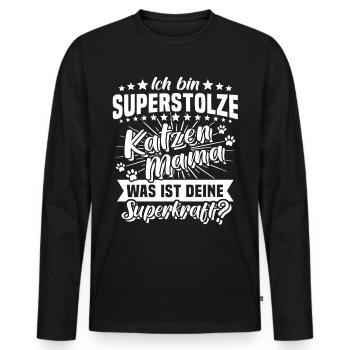 Katzen Mama Stolz Katzenmama - Männer Premium Bio Langarmshirt - Schwarz - Vorne - Nico (187cm)