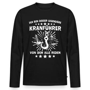 Kranführer Kran Kranfahrer - Männer Premium Bio Langarmshirt - Schwarz - Vorne - Nico (187cm)