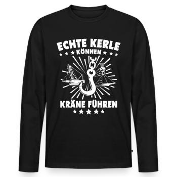 Kranführer Kran Kranfahrer - Männer Premium Bio Langarmshirt - Schwarz - Vorne - Nico (187cm)