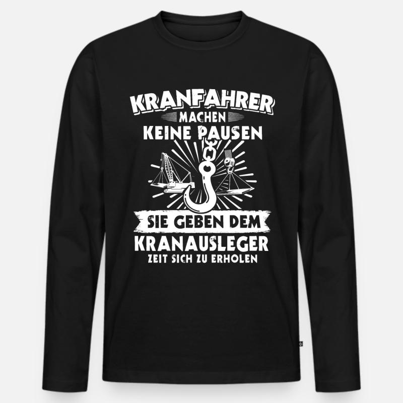 Kranführer Kran Kranfahrer - Männer Premium Bio Langarmshirt - Schwarz