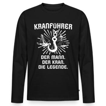 Kranführer Kran Kranfahrer - Männer Premium Bio Langarmshirt - Schwarz - Vorne - Nico (187cm)