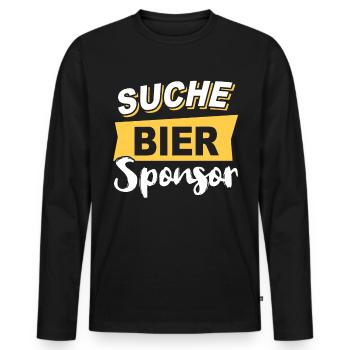 Bier Sponsor Trinksprüche Party - Männer Premium Bio Langarmshirt - Schwarz - Vorne - Nico (187cm)