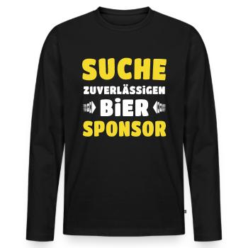 Bier Sponsor Trinksprüche Party - Männer Premium Bio Langarmshirt - Schwarz - Vorne - Nico (187cm)