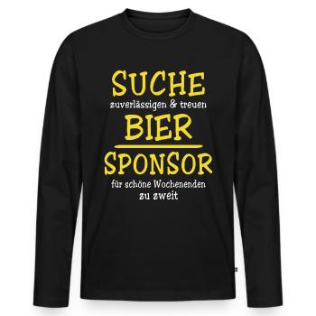 Bier Sponsor Trinksprüche Party - Männer Premium Bio Langarmshirt - Schwarz - Vorne - Nico (187cm)
