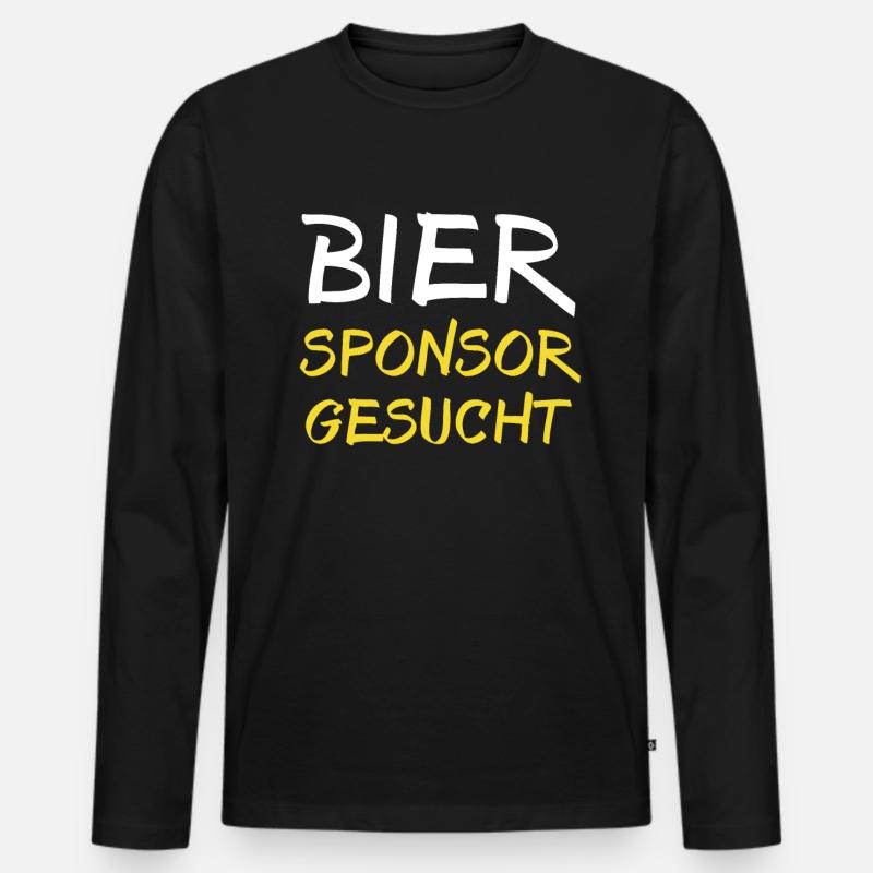 Bier Sponsor Trinksprüche Party - Männer Premium Bio Langarmshirt - Schwarz