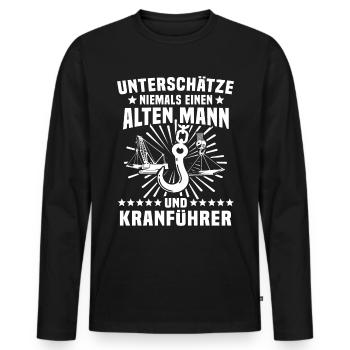 Kranführer Kran Kranfahrer - Männer Premium Bio Langarmshirt - Schwarz - Vorne - Nico (187cm)