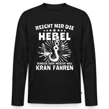 Kranführer Kran Kranfahrer - Männer Premium Bio Langarmshirt - Schwarz - Vorne - Nico (187cm)